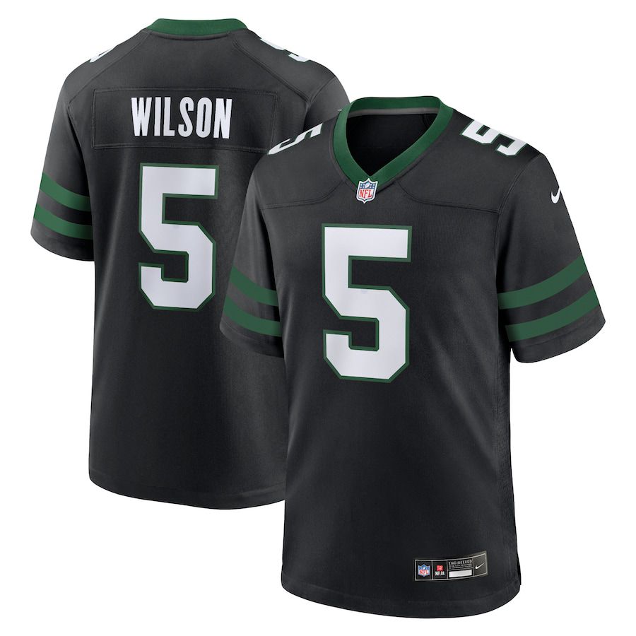 Men New York Jets #5 Garrett Wilson Nike Legacy Black Alternate Game NFL Jersey->women nfl jersey->Women Jersey
